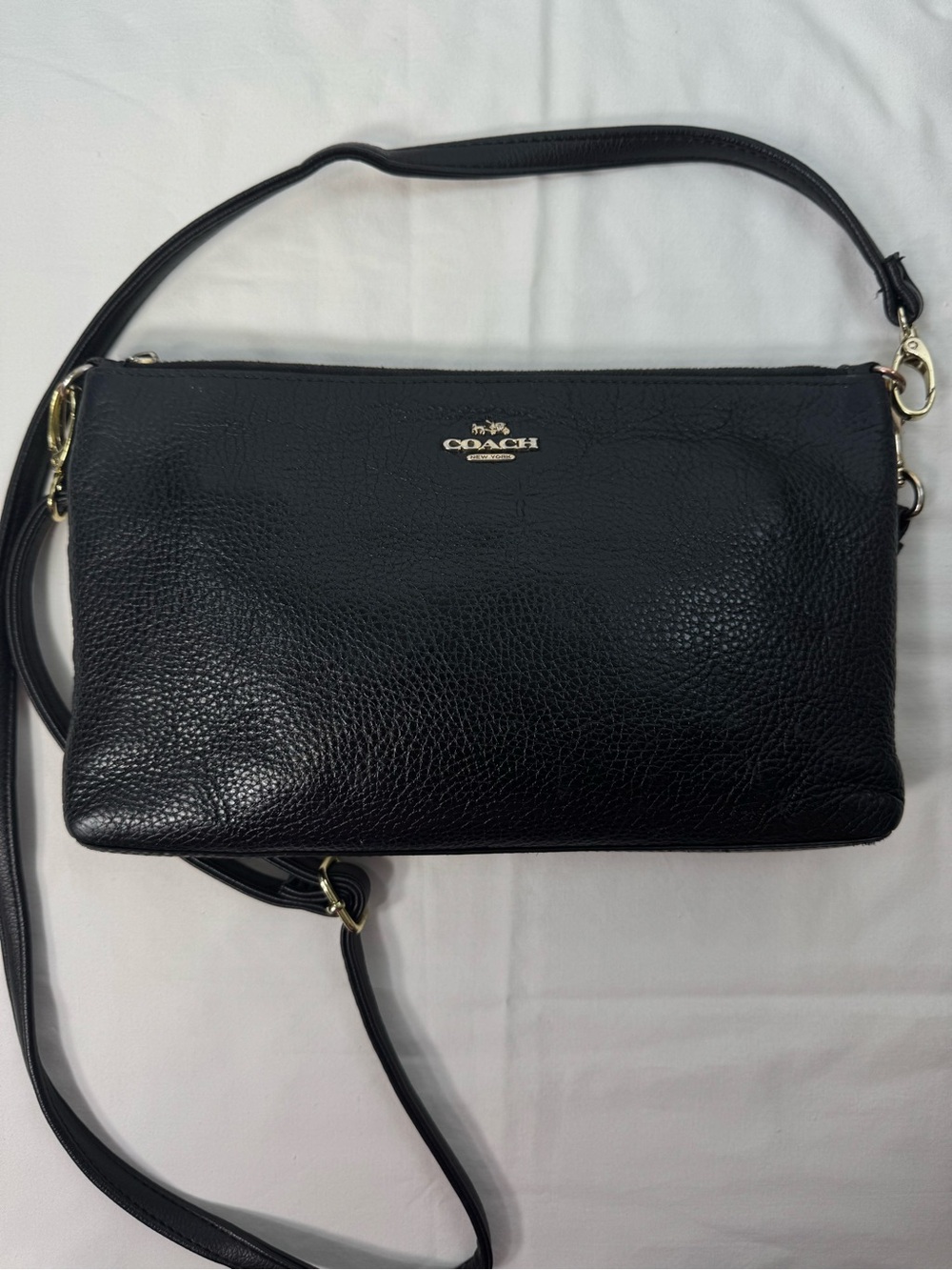 Coach Black Pebbled‎ Leather Crossbody Wristlet 25 Clutch Bag
